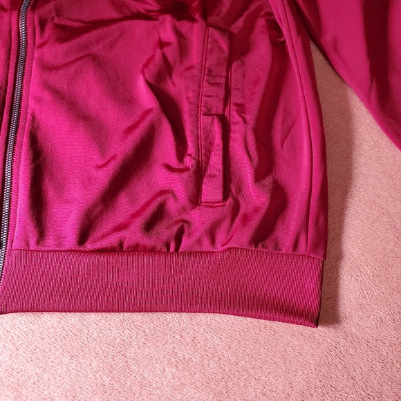 Mens XL Adidas Zip Up Gym Jacket Classic Burgundry Black Striped Athletic Warm - Picture 4 of 8